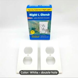 Night Cherub White double hole Lighted LED Wall-Outlet Coverplate Set Of 2.